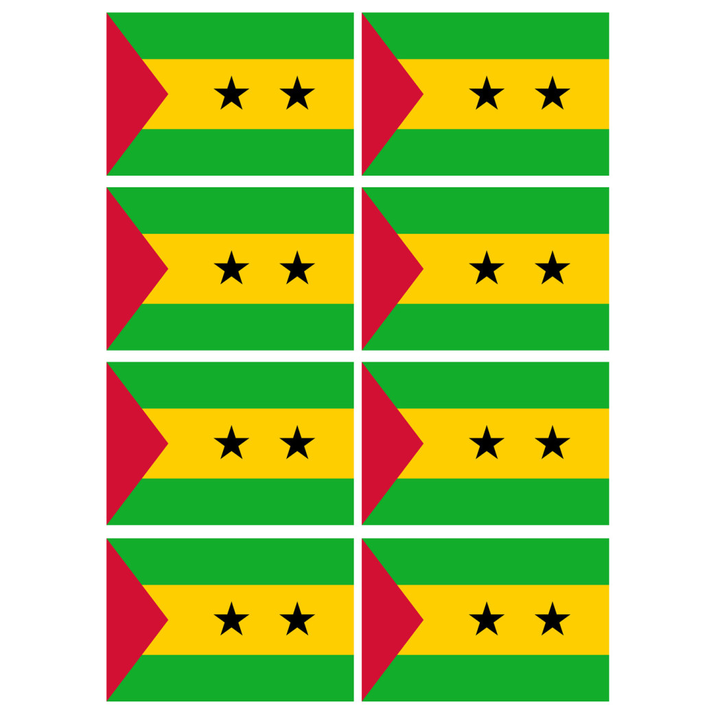Drapeau Sao Tomé-et-Principe (8 fois 9.5x6.3cm) - Sticker/autocollant