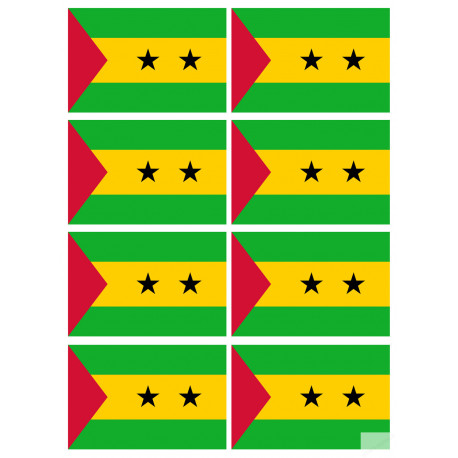 Drapeau Sao Tomé-et-Principe (8 fois 9.5x6.3cm) - Sticker/autocollant
