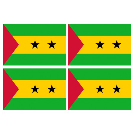 Drapeau Sao Tomé-et-Principe (4 fois 9.5x6.3cm) - Sticker/autocollant