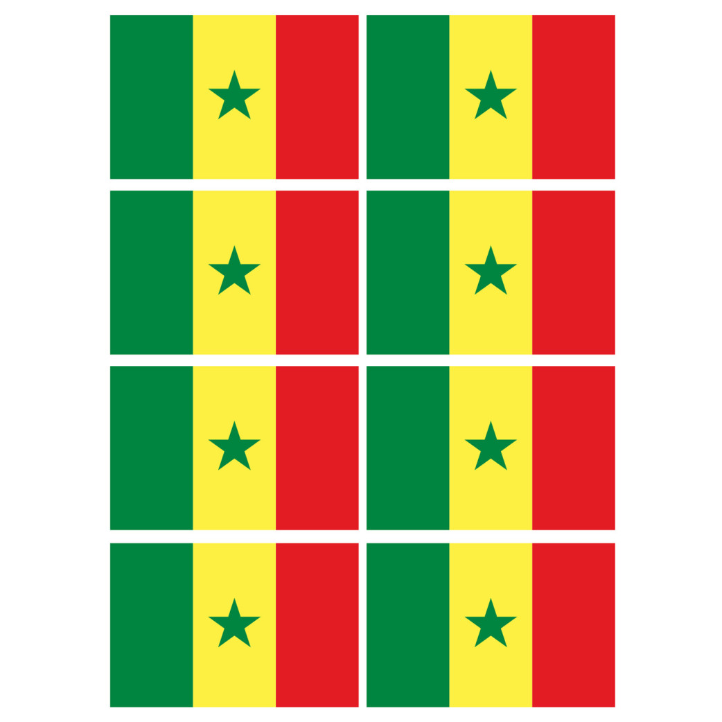 Drapeau Sénégal (8 fois 9.5x6.3cm) - Sticker/autocollant
