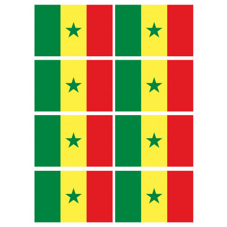 Drapeau Sénégal (8 fois 9.5x6.3cm) - Sticker/autocollant