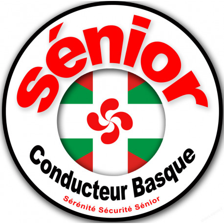 Conducteur Sénior drapeau Basque (10x10cm) - Sticker/autocollant
