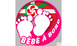bébé à bord fille basque (10x10cm) - Sticker/autocollant