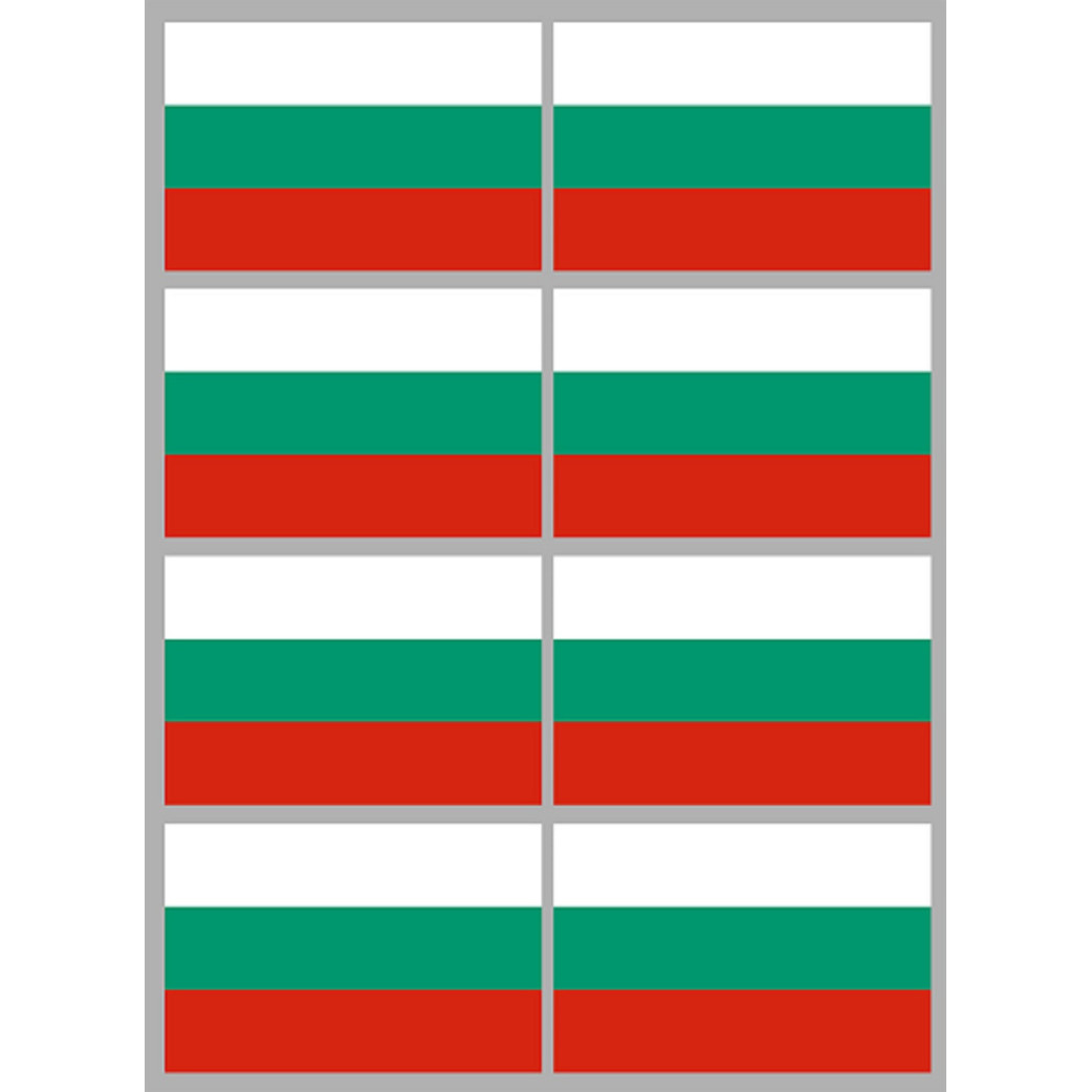 Drapeau Bulgarie - 8 stickers - 9.5 x 6.3 cm - Sticker/autocollant