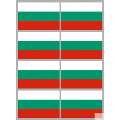 Drapeau Bulgarie - 8 stickers - 9.5 x 6.3 cm - Sticker/autocollant