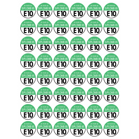 sans plomb 95 égal E10 (48fois 2.5x2.5cm) - Sticker/autocollant sans plomb 95 égal E10 (48fois 2.5x2.5cm) - Sticker/autocollant