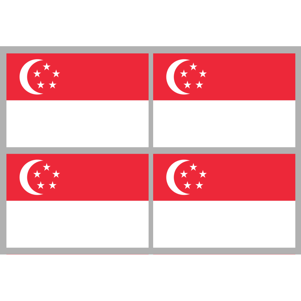 Drapeau Singapour (4 stickers - 9.5 x 6.3 cm) - Sticker/autocollant