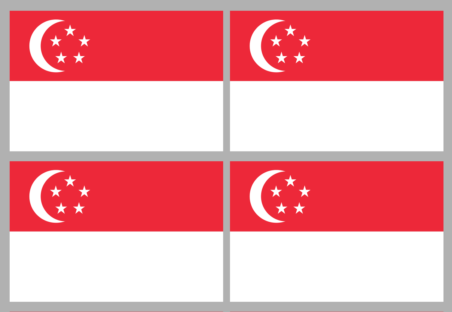 Drapeau Singapour (4 stickers - 9.5 x 6.3 cm) - Sticker/autocollant