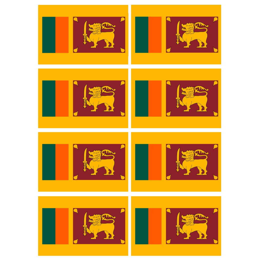 Drapeau Sri Lanka (8 stickers - 9.5 x 6.3 cm) - Sticker/autocollant