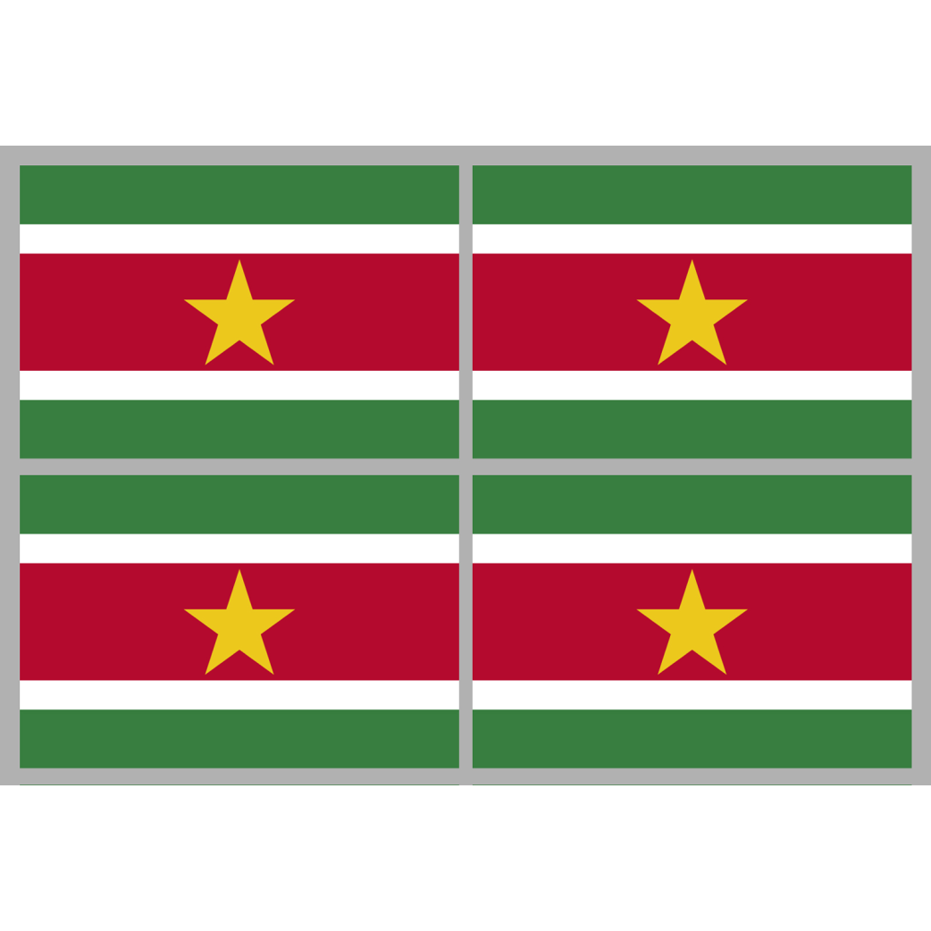 Drapeau Suriname (4 stickers - 9.5 x 6.3 cm) - Sticker/autocollant