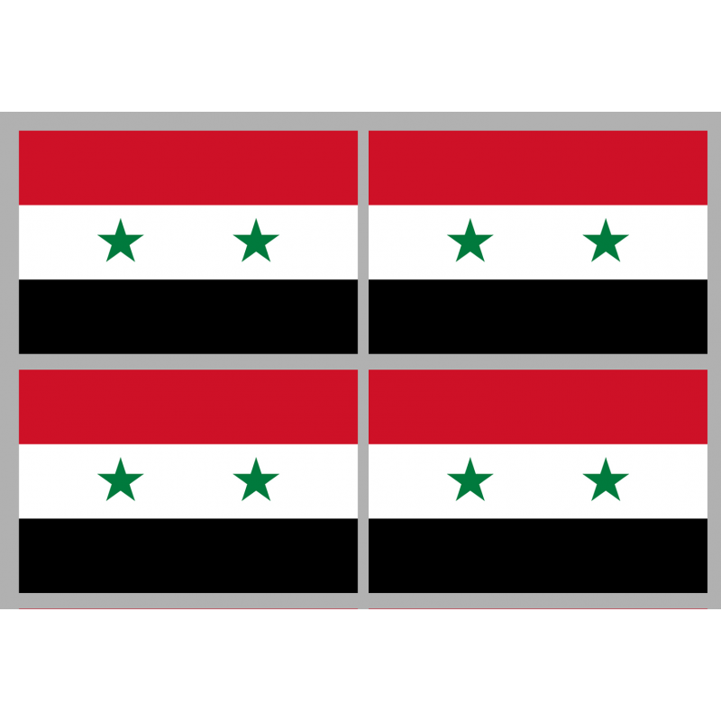 Drapeau Syrie av.2024 (4 stickers - 9.5 x 6.3 cm) - Sticker/autocollant