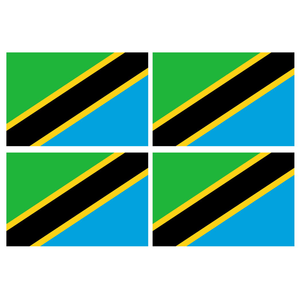 Drapeau Tanzanie (4 stickers - 9.5 x 6.3 cm) - Sticker/autocollant