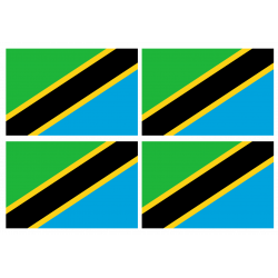 Drapeau Tanzanie (4 stickers - 9.5 x 6.3 cm) - Sticker/autocollant