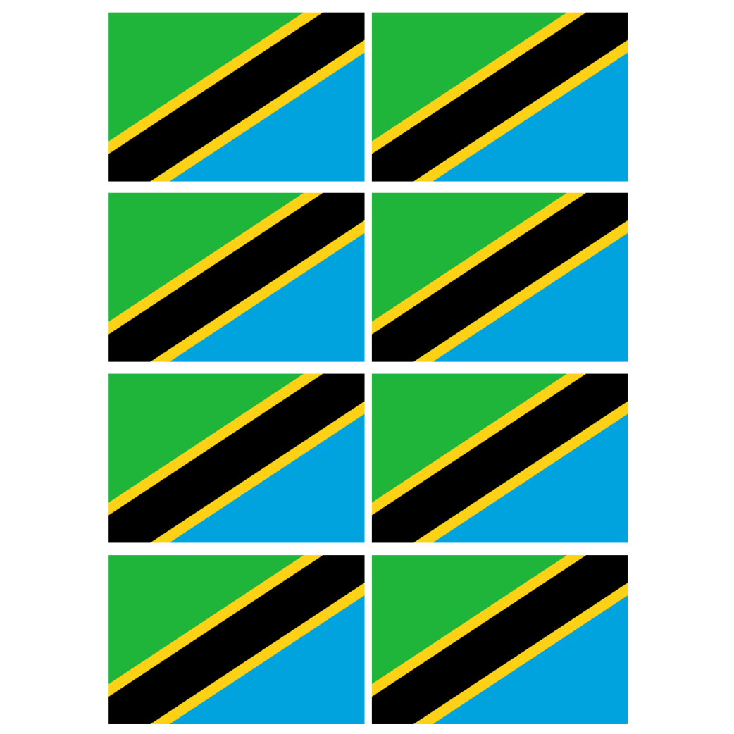 Drapeau Tanzanie (8 stickers - 9.5 x 6.3 cm) - Sticker/autocollant