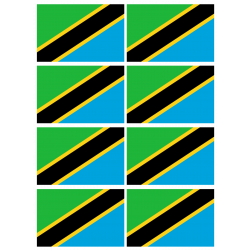 Drapeau Tanzanie (8 stickers - 9.5 x 6.3 cm) - Sticker/autocollant