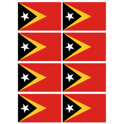 Drapeau Timor Oriental (8 stickers - 9.5 x 6.3 cm) - Sticker/autocollant