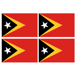 Drapeau Timor Oriental (4 stickers - 9.5 x 6.3 cm) - Sticker/autocollant