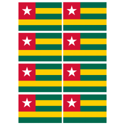 Drapeau Togo (8 stickers - 9.5 x 6.3 cm) - Sticker/autocollant