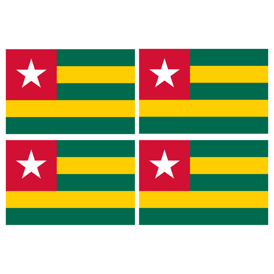 Drapeau Togo (4 stickers - 9.5 x 6.3 cm) - Sticker/autocollant