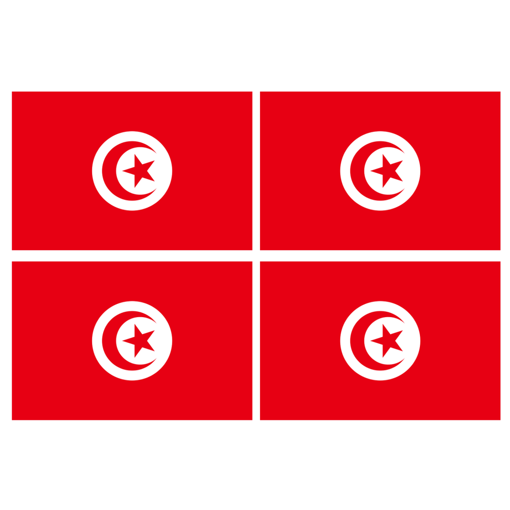 Drapeau Tunisie (4 stickers - 9.5 x 6.3 cm) - Sticker/autocollant