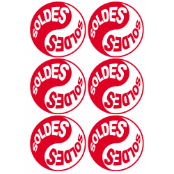 Série YIN YANG SOLDES rouge (6 stickers 9.5x9.5cm) - Sticker/autocollant