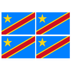 Drapeau République démocratique du Congo (4 stickers de 9.5x6.3cm) - Sticker/autocollant