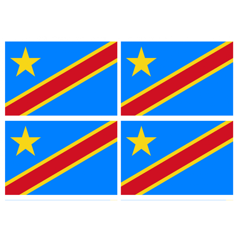 Drapeau République démocratique du Congo (4 stickers de 9.5x6.3cm) - Sticker/autocollant