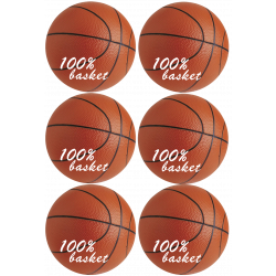 Ballons Basket-Ball (6stickers de 9cm) - Sticker/autocollant
