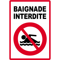 baignade interdite balise (29x15cm) - Sticker/autocollant