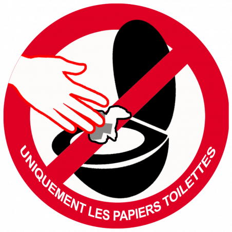 ne rien jeter hors papier toilettes dans les WC - 20cm - Sticker/autocollant ne rien jeter hors papier toilettes dans les WC - 20cm - Sticker/autocollant