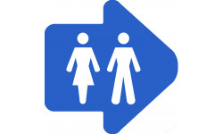 WC, toilette flèche directionnelle droite (20x20cm) - Sticker/autocollant