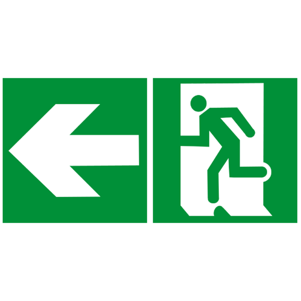 sortie de secours gauche (2fois 10x10cm) - sticker/autocollant