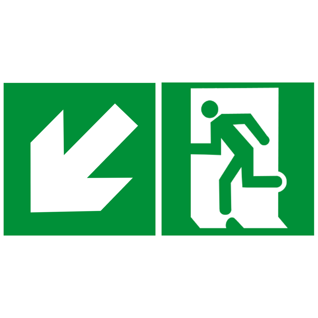 sortie de secours gauche bas (2fois 10x10cm) - sticker/autocollant