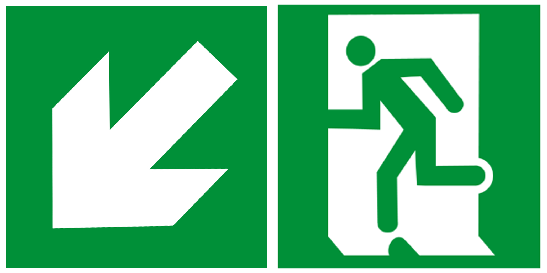 sortie de secours gauche bas (2fois 20x20cm) - sticker/autocollant