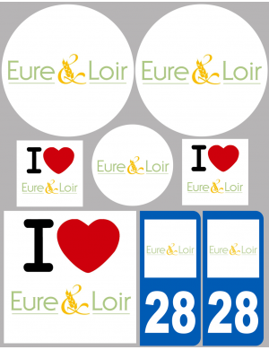 Département 28 de l'Eure et Loir (8 autocollants variés) - Sticker/autocollant