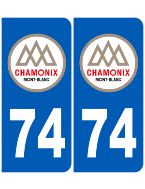 immatriculation Chamonix-Mont-Blanc 74 (2 stickers 10,2x4,6cm) - Sticker/autocollant