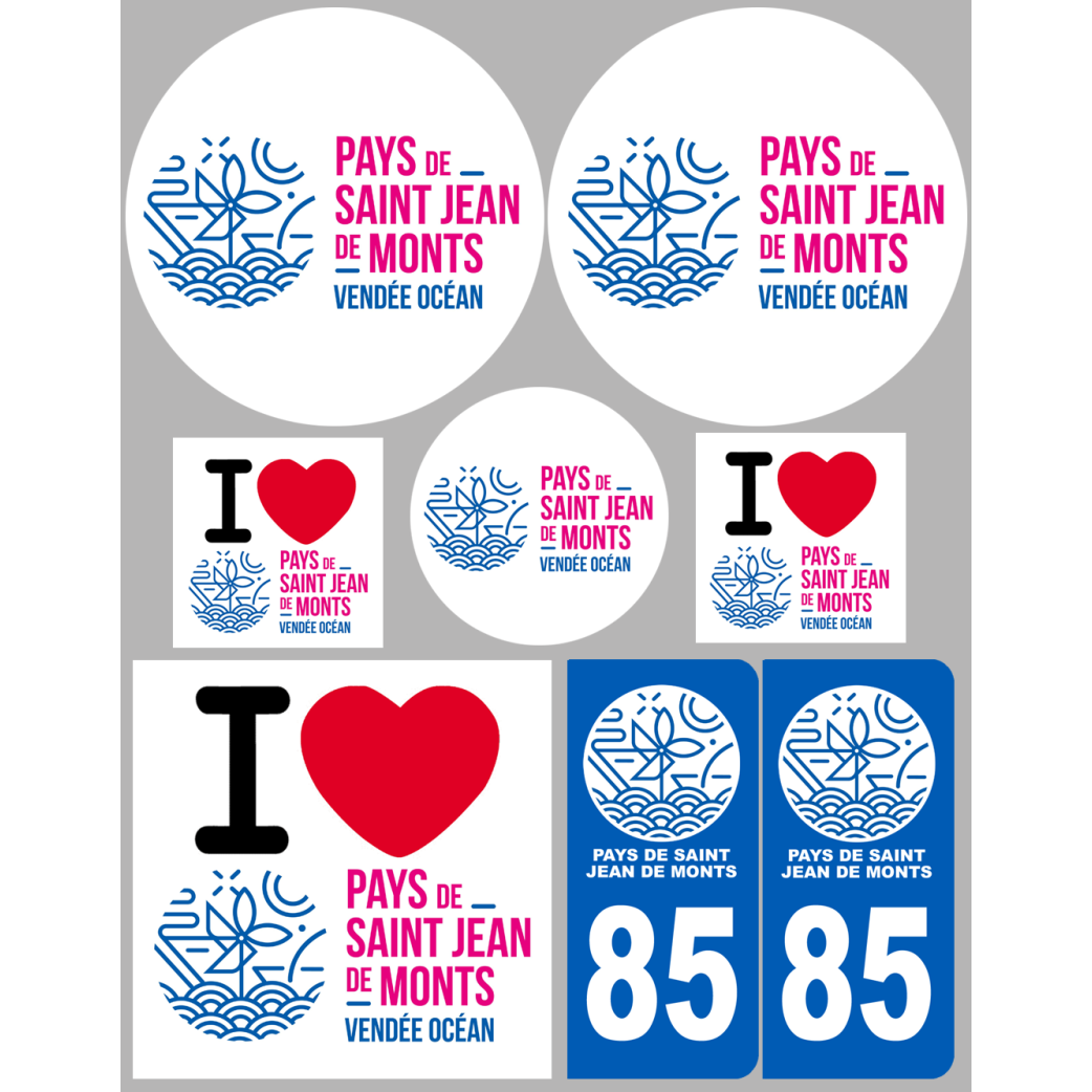 Pays de Saint-Jean-de-Monts (8 autocollants variés) - Sticker/autocollant