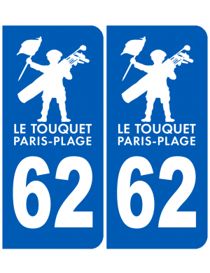 immatriculation Le Touquet-Paris-Plage 62 (2 stickers 10,2x4,6cm) - Sticker/autocollant