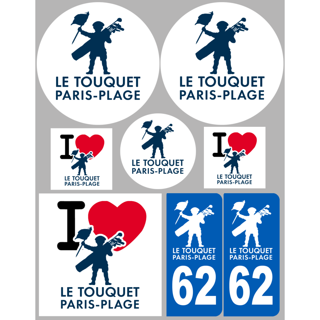 Le Touquet-Paris-Plage (8 autocollants variés) - Sticker/autocollant