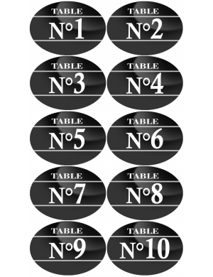 Numéros table de restaurant de 1 à 10 (10 fois 5x3.5cm) - Sticker/autocollant
