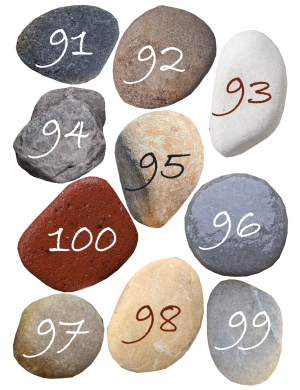 Numéros table effet galet 91 à 100 (10 fois env.6/7cm de diamètre) - Sticker/autocollant