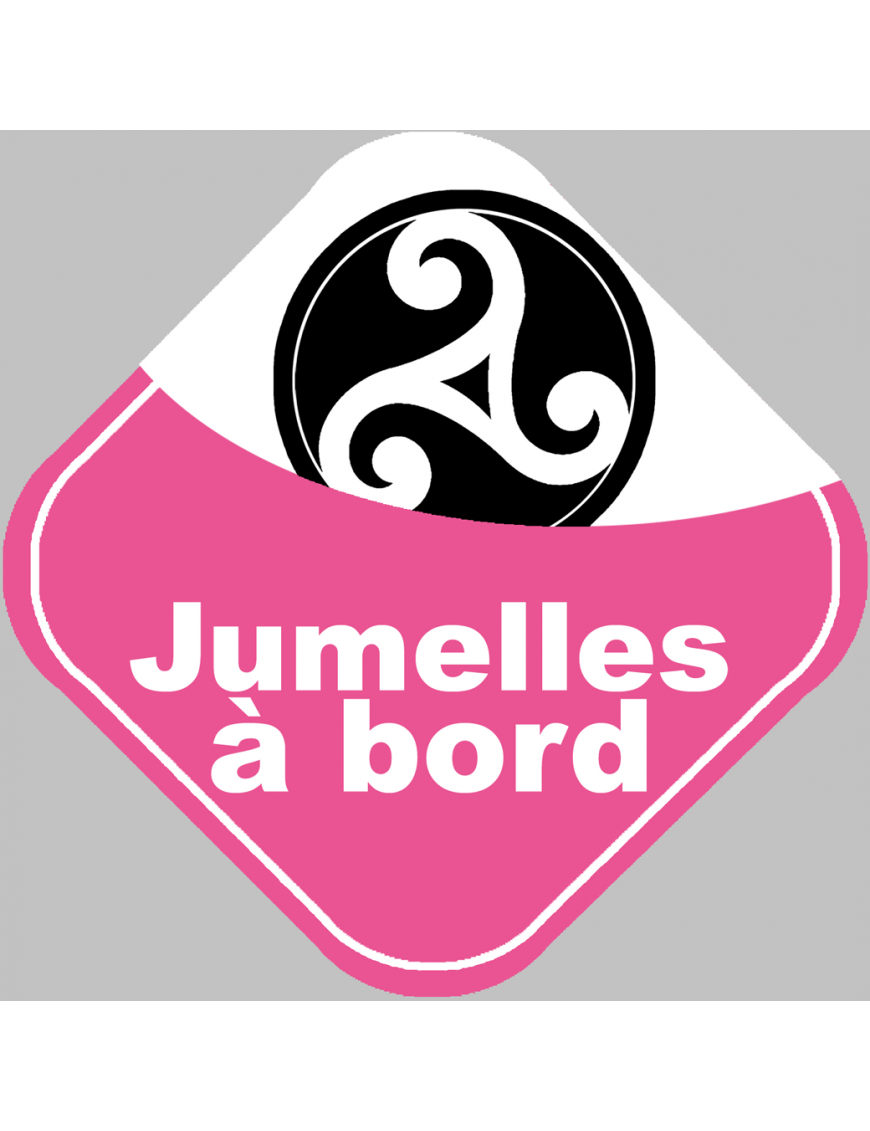 bébés à bord jumelles triskel (10x10cm) - Sticker/autocollant