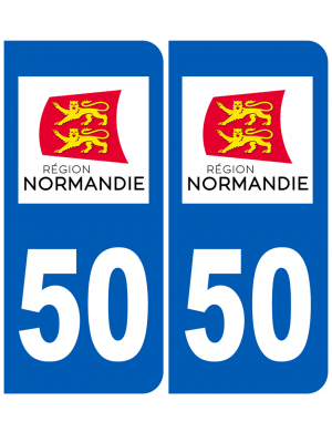 immatriculation 50 Normandie (2 logos de 10,2x4,6cm) - Sticker/autocollant