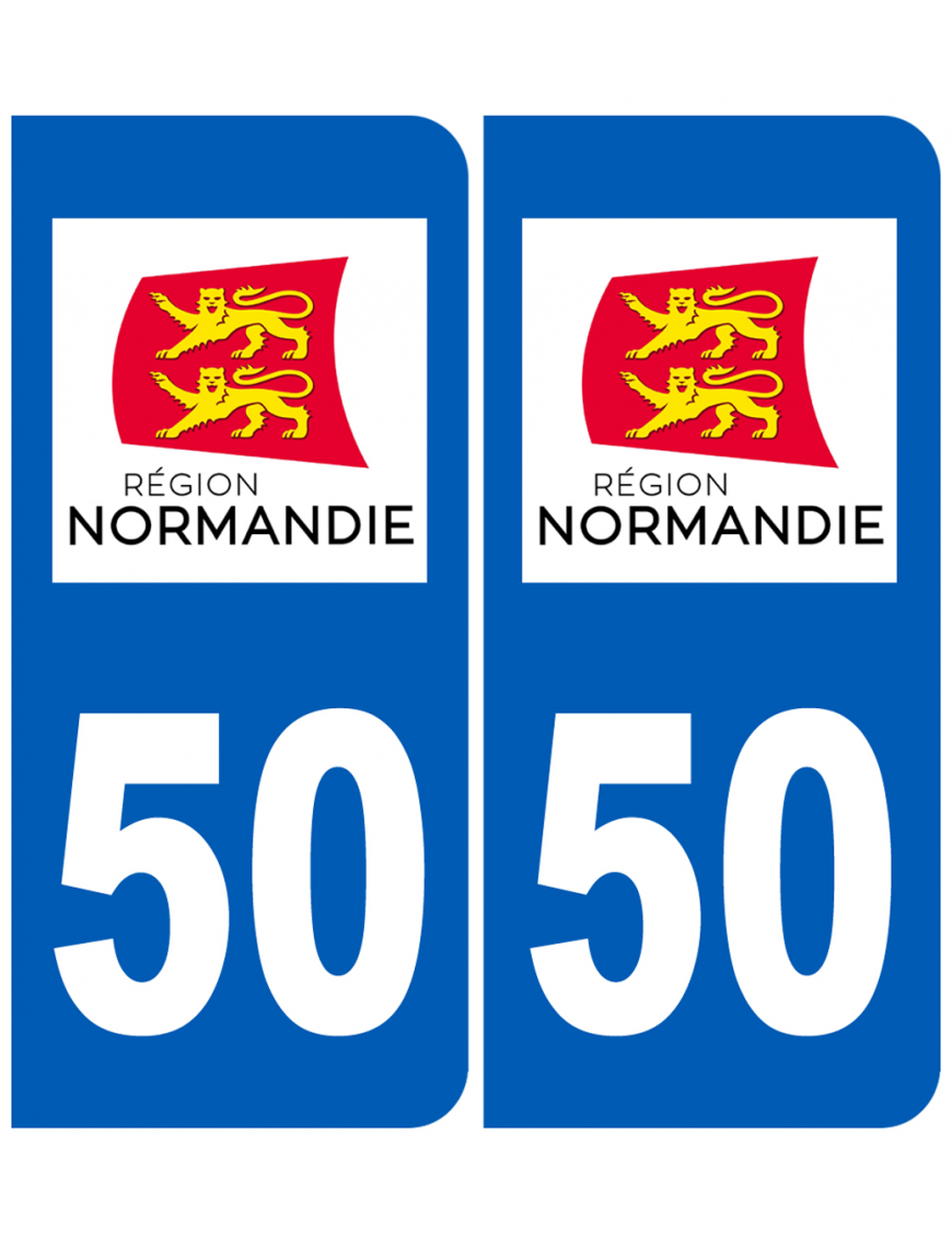 immatriculation 50 Normandie (2 logos de 10,2x4,6cm) - Sticker/autocollant