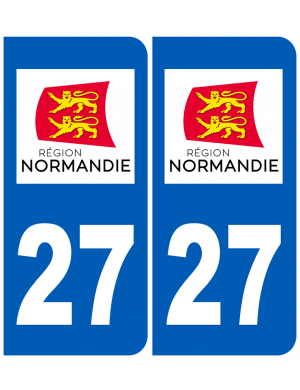 immatriculation 27 Normandie (2 logos de 10,2x4,6cm) - Sticker/autocollant