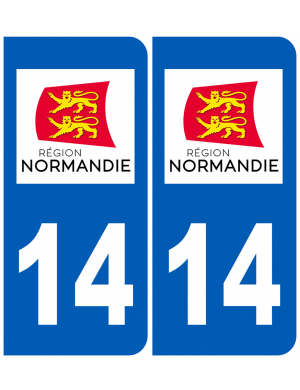 immatriculation 14 Normandie (2 logos de 10,2x4,6cm) - Sticker/autocollant