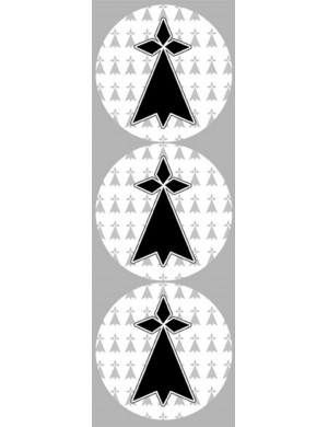 Drapeau Bretagne hermine (3 fois 9cm) -  Sticker/autocollant