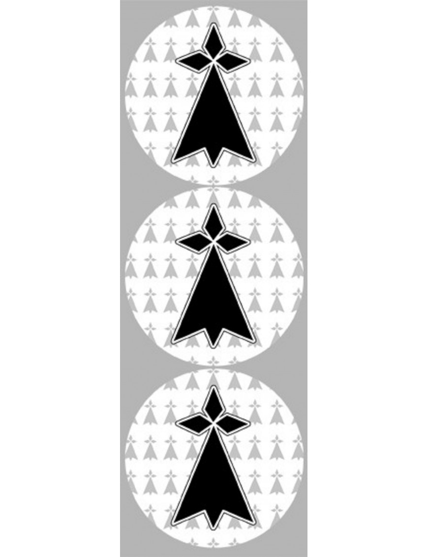 Drapeau Bretagne hermine (3 fois 9cm) -  Sticker/autocollant