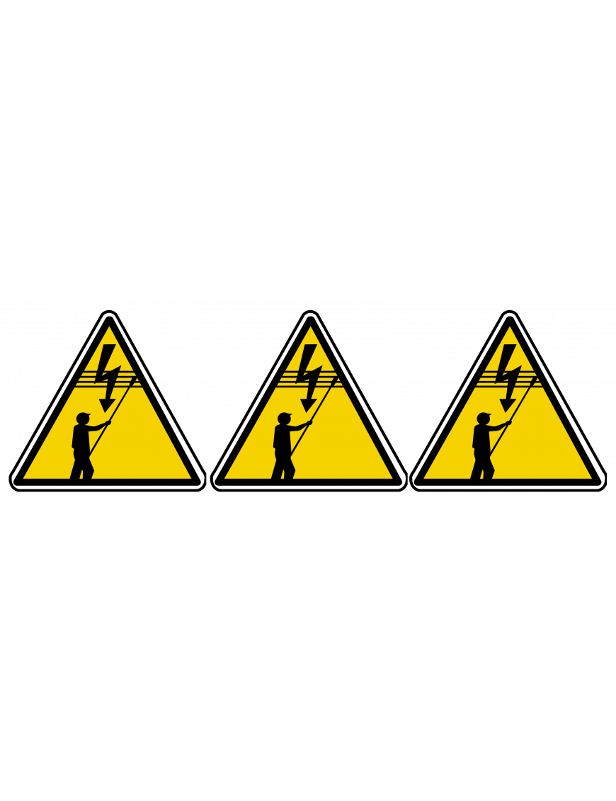 danger électrique lignes à haute tension (3fois 10x9cm) - Sticker/autocollant
