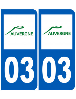 immatriculation 03 Auvergne (2fois 10,2x4,6cm) - Sticker/autocollant